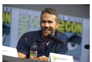 Ryan Reynolds speaking at the 2018 San Diego Comic Con International, for "Deadpool 2".